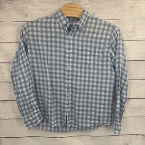 Peter Millar Plaid Linen Button Up Shirt Mens XL Long Sleeve‎ Casual Summer